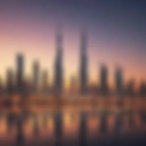 Stunning view of Dubai skyline at sunrise