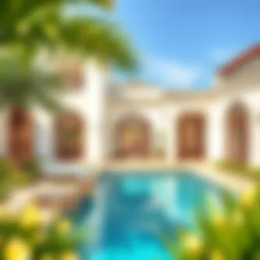 Beautiful backyard oasis of a villa