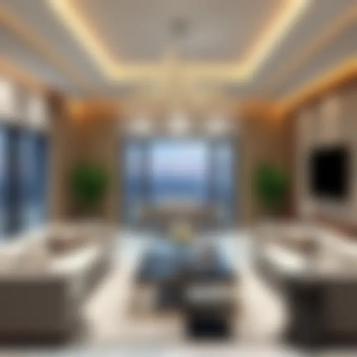Luxury Apartment Living Room Design An elegant living room in a luxury Dubai apartment highlighting interior design