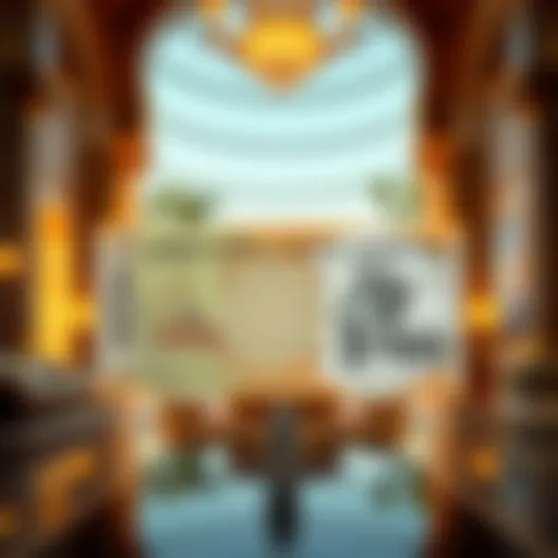 Symbol of UAE Dirham with luxurious backdrop