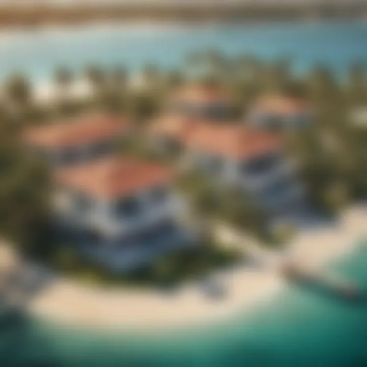 Aerial view of Palm Tree Island showcasing luxury villas