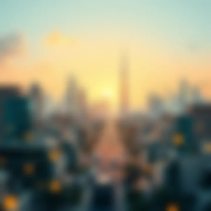 A vibrant cityscape of Dubai highlighting technology adoption among residents