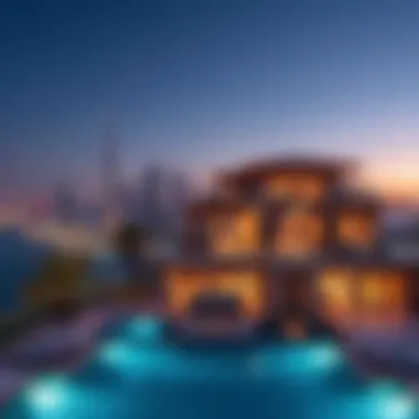 A Luxurious Villa with Stunning Views of the Skyline Luxurious villa overlooking the Dubai skyline