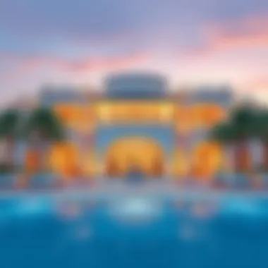 Architectural Elegance of Villa Palm Jumeirah Stunning exterior view of Villa Palm Jumeirah showcasing its luxury architecture