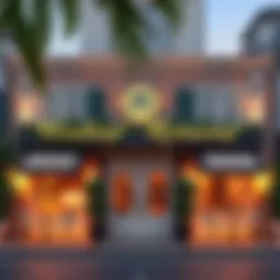 Exterior view of Woodland Restaurant showcasing its inviting facade