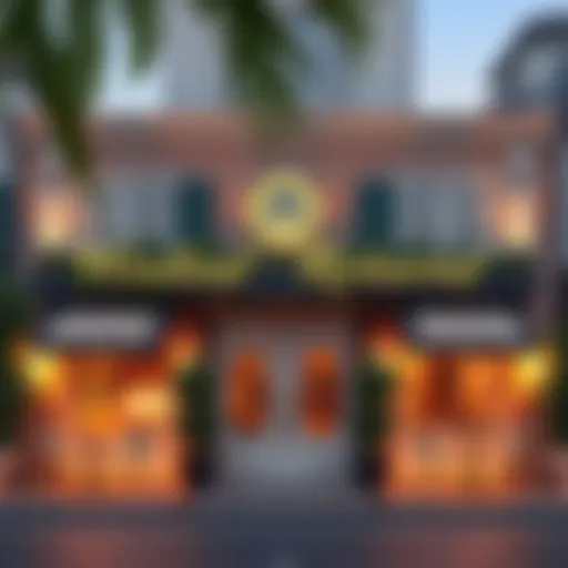 Exterior view of Woodland Restaurant showcasing its inviting facade