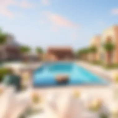 Recreational Facilities at Yas Acres Community amenities in Yas Acres, featuring a serene pool and landscaped gardens