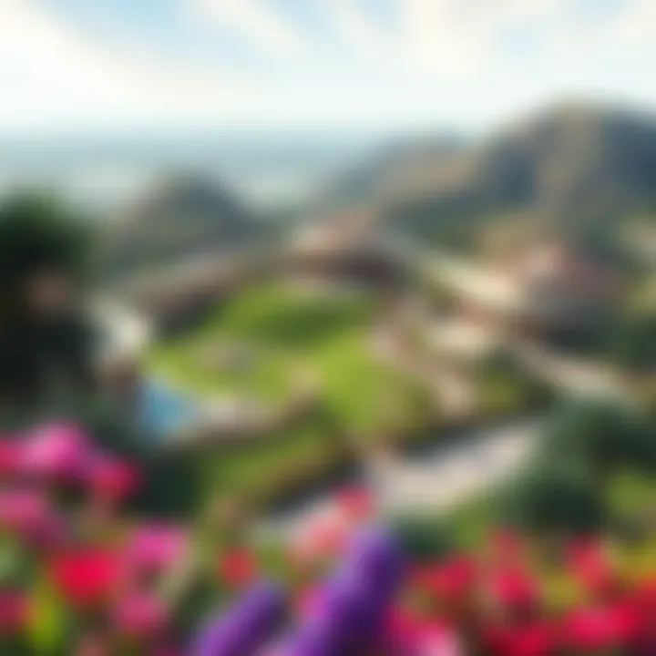 Scenic view of the Yas Acres landscape with lush greenery and vibrant surroundings